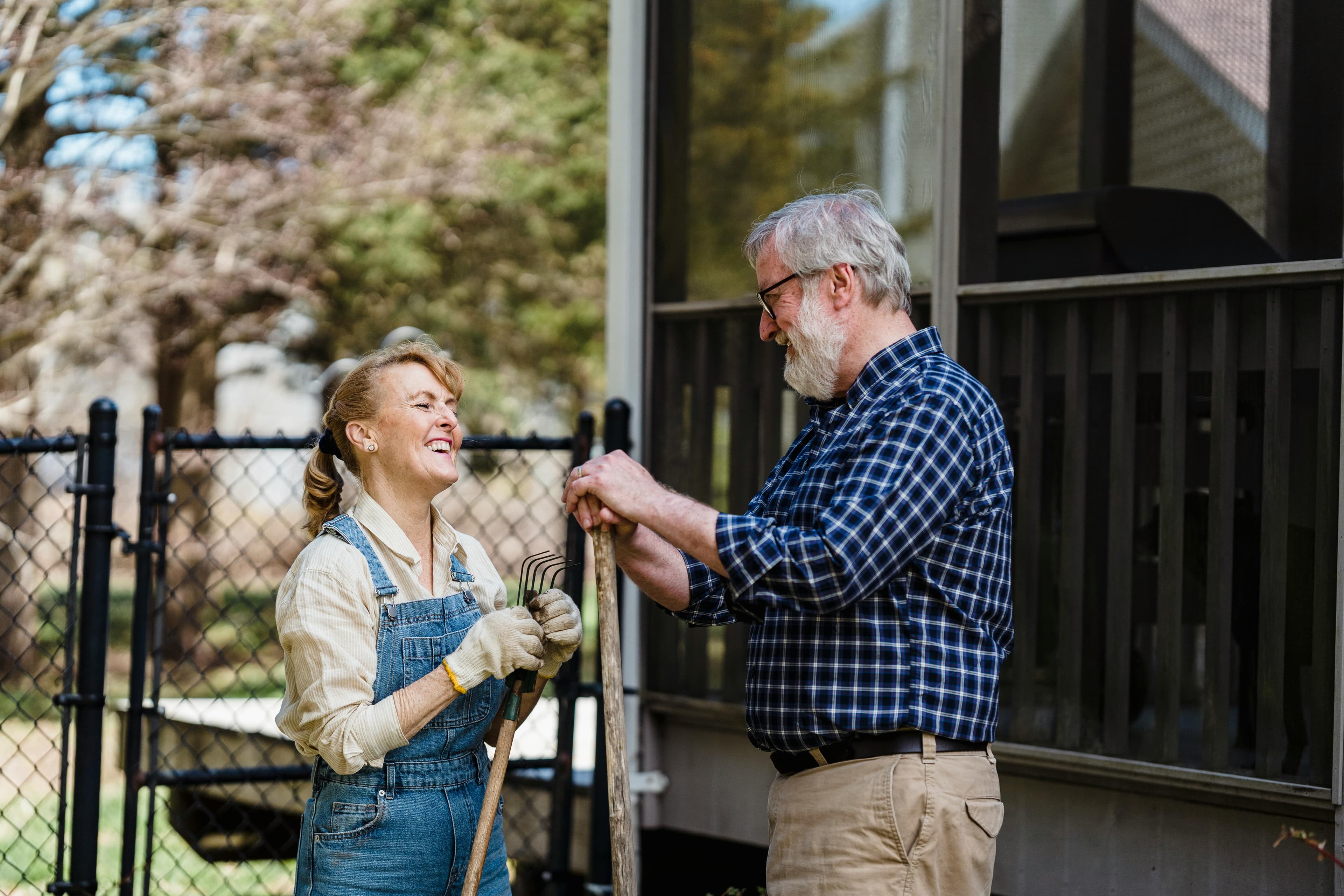 Senior gardening outdoors